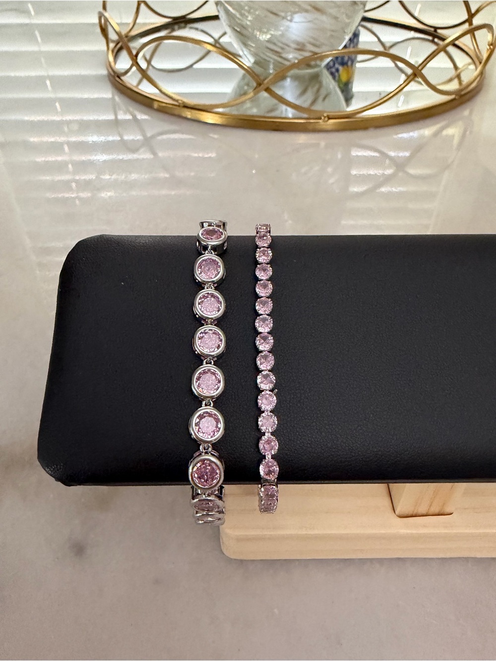 Pink colored CZ  Tennis Bracelet Set - Women Jewelry